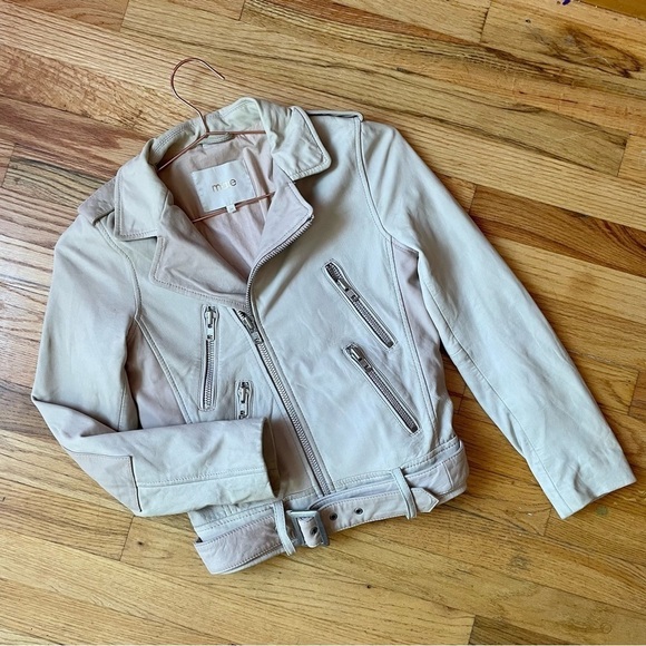 MAJE Lambskin Leather Moto Jacket - Picture 2 of 16